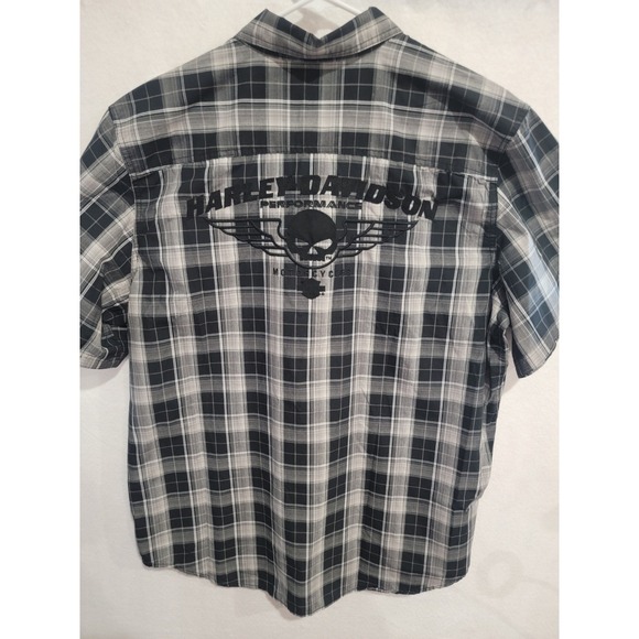 Harley-Davidson 2XL Performance Plaid Shirt Winged Skull 96458-15VM Patch NWT